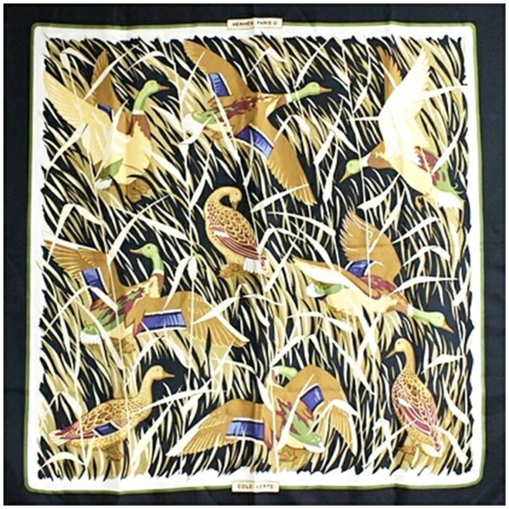 Hermes Silk Scarf Muffler Carre 90 Cols Verts Camo Hermes Women's
